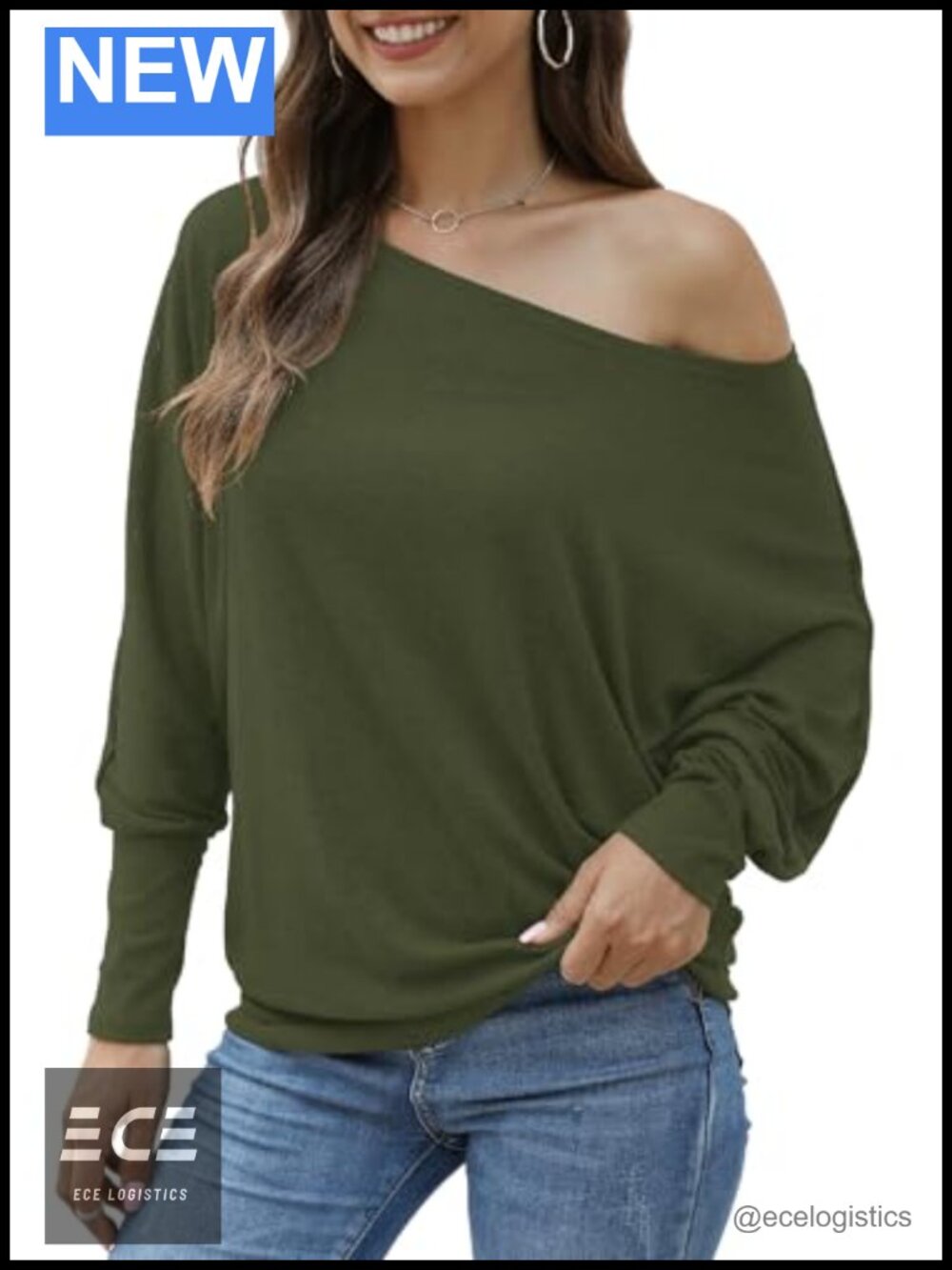 Off Shoulder Oversized Batwing Sweater Tunic Long Sleeve Pullover Top